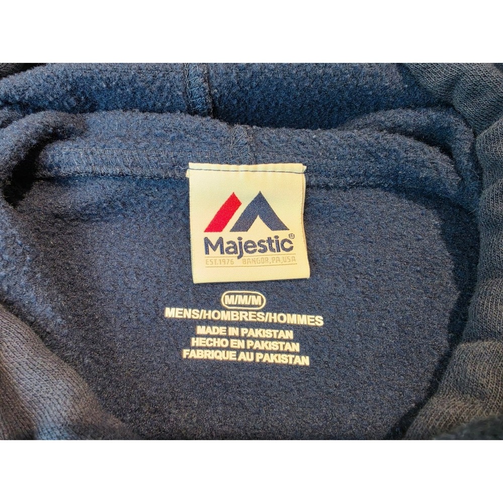 Majestic New York Yankees Hoodie Mens Medium Navy Blue MLB Pullover Sweatshirt - Picture 3 of 8